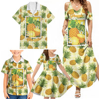 Aloha Hawaii Hala Kahiki Palaka Motifs Family Matching Summer Maxi Dress and Hawaiian Shirt Hawaiian Pineapple Stylized Stamp LT14 - Polynesian Pride