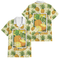 Aloha Hawaii Hala Kahiki Palaka Motifs Family Matching Tank Maxi Dress and Hawaiian Shirt Hawaiian Pineapple Stylized Stamp LT14 Dad's Shirt - Short Sleeve Yellow - Polynesian Pride