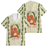 Aloha Hawaii Rambutan Palaka Motifs Family Matching Long Sleeve Bodycon Dress and Hawaiian Shirt Hawaiian Fruit Stylized Stamp LT14 Dad's Shirt - Short Sleeve Yellow - Polynesian Pride