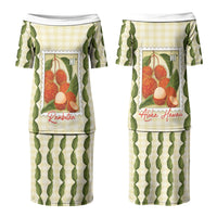 Aloha Hawaii Rambutan Palaka Motifs Family Matching Puletasi and Hawaiian Shirt Hawaiian Fruit Stylized Stamp LT14 Mom's Dress Yellow - Polynesian Pride