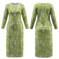 Omaomao Hawaii Breadfruit Palaka Motifs Couples Matching Long Sleeve Bodycon Dress and Long Sleeve Button Shirt LT14 - Polynesian Pride