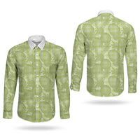 Omaomao Hawaii Breadfruit Palaka Motifs Couples Matching Off Shoulder Maxi Dress and Long Sleeve Button Shirt LT14 - Polynesian Pride