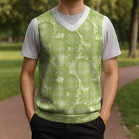 Omaomao Hawaii Breadfruit Palaka Motifs Christmas Knitted V-Neck Vest