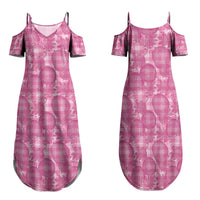 Alaka Hawaii Breadfruit Palaka Motifs Family Matching Summer Maxi Dress and Hawaiian Shirt LT14 Mom's Dress Pink - Polynesian Pride