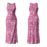 Alaka Hawaii Breadfruit Palaka Motifs Family Matching Tank Maxi Dress and Hawaiian Shirt LT14 Mom's Dress Pink - Polynesian Pride