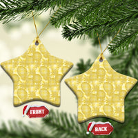 Melemele Hawaii Breadfruit Palaka Motifs Ceramic Ornament