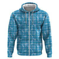 Polu Hawaii Breadfruit Palaka Motifs Zip Hoodie LT14 Zip Hoodie Blue - Polynesian Pride