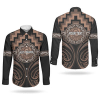 Aotearoa Kati Mamoe Personalised Couples Matching Long Sleeve Bodycon Dress and Long Sleeve Button Shirt Maori Iwi Poutama Puhoro Tattoo LT14 - Polynesian Pride
