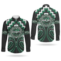 Aotearoa Whakatohea Personalised Couples Matching Puletasi and Long Sleeve Button Shirt Maori Iwi Poutama Puhoro Tattoo LT14 - Polynesian Pride