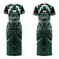 Aotearoa Whakatohea Personalised Couples Matching Short Sleeve Bodycon Dress and Hawaiian Shirt Maori Iwi Poutama Puhoro Tattoo LT14 - Polynesian Pride