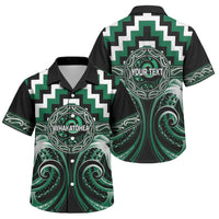 Aotearoa Whakatohea Personalised Family Matching Long Sleeve Bodycon Dress and Hawaiian Shirt Maori Iwi Poutama Puhoro Tattoo LT14 Son's Shirt Green - Polynesian Pride