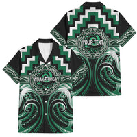 Aotearoa Whakatohea Personalised Family Matching Mermaid Dress and Hawaiian Shirt Maori Iwi Poutama Puhoro Tattoo LT14 Dad's Shirt - Short Sleeve Green - Polynesian Pride