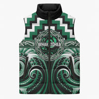 Aotearoa Whakatohea Personalised Sleeveless Puffer Jacket Maori Iwi Poutama Puhoro Tattoo LT14 Unisex Green - Polynesian Pride