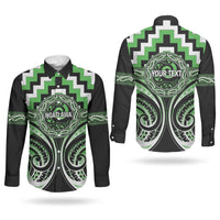 Aotearoa Ngati Awa Personalised Couples Matching Long Sleeve Bodycon Dress and Long Sleeve Button Shirt Maori Iwi Poutama Puhoro Tattoo LT14 - Polynesian Pride