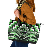 Aotearoa Ngati Awa Leather Tote Bag Maori Iwi Poutama Puhoro Tattoo LT14 Green - Polynesian Pride