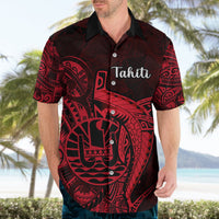 French Polynesia Tahiti Hawaiian Shirt Polynesian Shark Tattoo With Hibiscus Red Version LT14 - Polynesian Pride