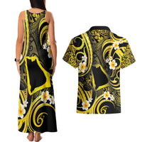 Tokelau Atafu Atoll Couples Matching Tank Maxi Dress and Hawaiian Shirt Polynesian Tattoo Plumeria With Map LT14 - Polynesian Pride