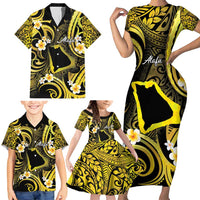 Tokelau Atafu Atoll Family Matching Short Sleeve Bodycon Dress and Hawaiian Shirt Polynesian Tattoo Plumeria With Map LT14 - Polynesian Pride