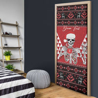 Personalized Hawaii Skull Christmas Door Cover Mele Kalikimaka Hawaiian Kakau LT14 - Polynesian Pride