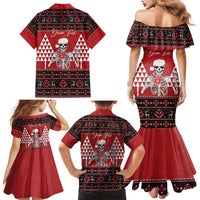 Personalized Hawaii Skull Christmas Family Matching Mermaid Dress and Hawaiian Shirt Mele Kalikimaka Hawaiian Kakau LT14 - Polynesian Pride