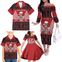 Personalized Hawaii Skull Christmas Family Matching Off The Shoulder Long Sleeve Dress and Hawaiian Shirt Mele Kalikimaka Hawaiian Kakau LT14 - Polynesian Pride