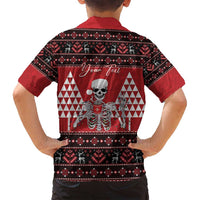 Personalized Hawaii Skull Christmas Family Matching Off Shoulder Maxi Dress and Hawaiian Shirt Mele Kalikimaka Hawaiian Kakau LT14 - Polynesian Pride