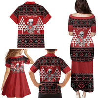 Personalized Hawaii Skull Christmas Family Matching Puletasi and Hawaiian Shirt Mele Kalikimaka Hawaiian Kakau LT14 - Polynesian Pride