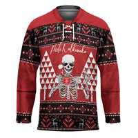 Personalized Hawaii Skull Christmas Hockey Jersey Mele Kalikimaka Hawaiian Kakau - Polynesian Pride