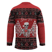 Personalized Hawaii Skull Christmas Hockey Jersey Mele Kalikimaka Hawaiian Kakau - Polynesian Pride
