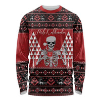 Personalized Hawaii Skull Christmas Long Sleeve Shirt Mele Kalikimaka Hawaiian Kakau LT14 Unisex Red - Polynesian Pride