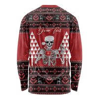 Personalized Hawaii Skull Christmas Long Sleeve Shirt Mele Kalikimaka Hawaiian Kakau LT14 - Polynesian Pride