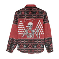 Personalized Hawaii Skull Christmas Women Casual Shirt Mele Kalikimaka Hawaiian Kakau LT14 - Polynesian Pride