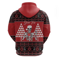 Personalized Hawaii Skull Christmas Zip Hoodie Mele Kalikimaka Hawaiian Kakau - Polynesian Pride