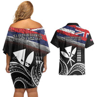Hawaii Independence Day Couples Matching Off Shoulder Short Dress and Hawaiian Shirt La Kuokoa - Happy 28th November LT14 - Polynesian Pride