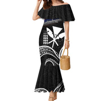 Hawaii Independence Day Family Matching Mermaid Dress and Hawaiian Shirt La Kuokoa - Happy 28th November LT14 Mom's Dress Black - Polynesian Pride