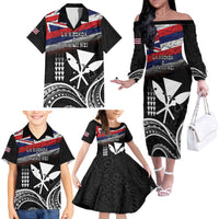 Hawaii Independence Day Family Matching Off The Shoulder Long Sleeve Dress and Hawaiian Shirt La Kuokoa - Happy 28th November LT14 - Polynesian Pride