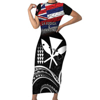 Hawaii Independence Day Family Matching Short Sleeve Bodycon Dress and Hawaiian Shirt La Kuokoa - Happy 28th November LT14 Mom's Dress Black - Polynesian Pride