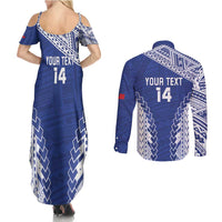 Toa Samoa Rugby Custom Couples Matching Summer Maxi Dress and Long Sleeve Button Shirt Go Champions Pacific Samoan Pattern - Polynesian Pride