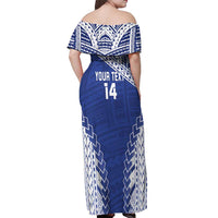 Toa Samoa Rugby Custom Off Shoulder Maxi Dress Go Champions Pacific Samoan Pattern - Polynesian Pride