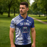 Toa Samoa Rugby Custom Zipper Polo Shirt Go Champions Pacific Samoan Pattern - Polynesian Pride