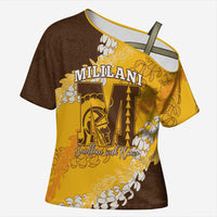Personalized Mililani Hawaii High School Cross Shoulder Shirt Puakenikeni Lei Hawaiian Pattern - Polynesian Pride