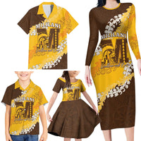 Personalized Mililani Hawaii High School Family Matching Long Sleeve Bodycon Dress and Hawaiian Shirt Puakenikeni Lei Hawaiian Pattern LT14 - Polynesian Pride