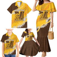 Personalized Mililani Hawaii High School Family Matching Mermaid Dress and Hawaiian Shirt Puakenikeni Lei Hawaiian Pattern LT14 - Polynesian Pride