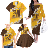 Personalized Mililani Hawaii High School Family Matching Off The Shoulder Long Sleeve Dress and Hawaiian Shirt Puakenikeni Lei Hawaiian Pattern LT14 - Polynesian Pride