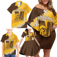 Personalized Mililani Hawaii High School Family Matching Off Shoulder Short Dress and Hawaiian Shirt Puakenikeni Lei Hawaiian Pattern LT14 - Polynesian Pride
