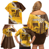 Personalized Mililani Hawaii High School Family Matching Off Shoulder Short Dress and Hawaiian Shirt Puakenikeni Lei Hawaiian Pattern LT14 - Polynesian Pride