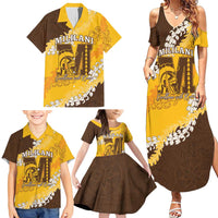Personalized Mililani Hawaii High School Family Matching Summer Maxi Dress and Hawaiian Shirt Puakenikeni Lei Hawaiian Pattern LT14 - Polynesian Pride