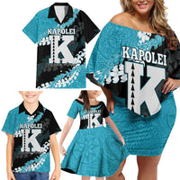 Personalized Kapolei Hawaii High School Family Matching Off Shoulder Short Dress and Hawaiian Shirt Puakenikeni Lei Hawaiian Pattern LT14 - Polynesian Pride