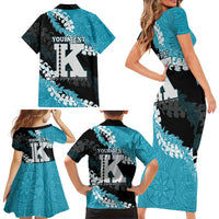 Personalized Kapolei Hawaii High School Family Matching Short Sleeve Bodycon Dress and Hawaiian Shirt Puakenikeni Lei Hawaiian Pattern LT14 - Polynesian Pride
