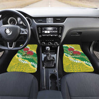 Personalized Leilehua Hawaii High School Car Mats Puakenikeni Lei Hawaiian Pattern LT14 Set 2pcs - Front Green - Polynesian Pride